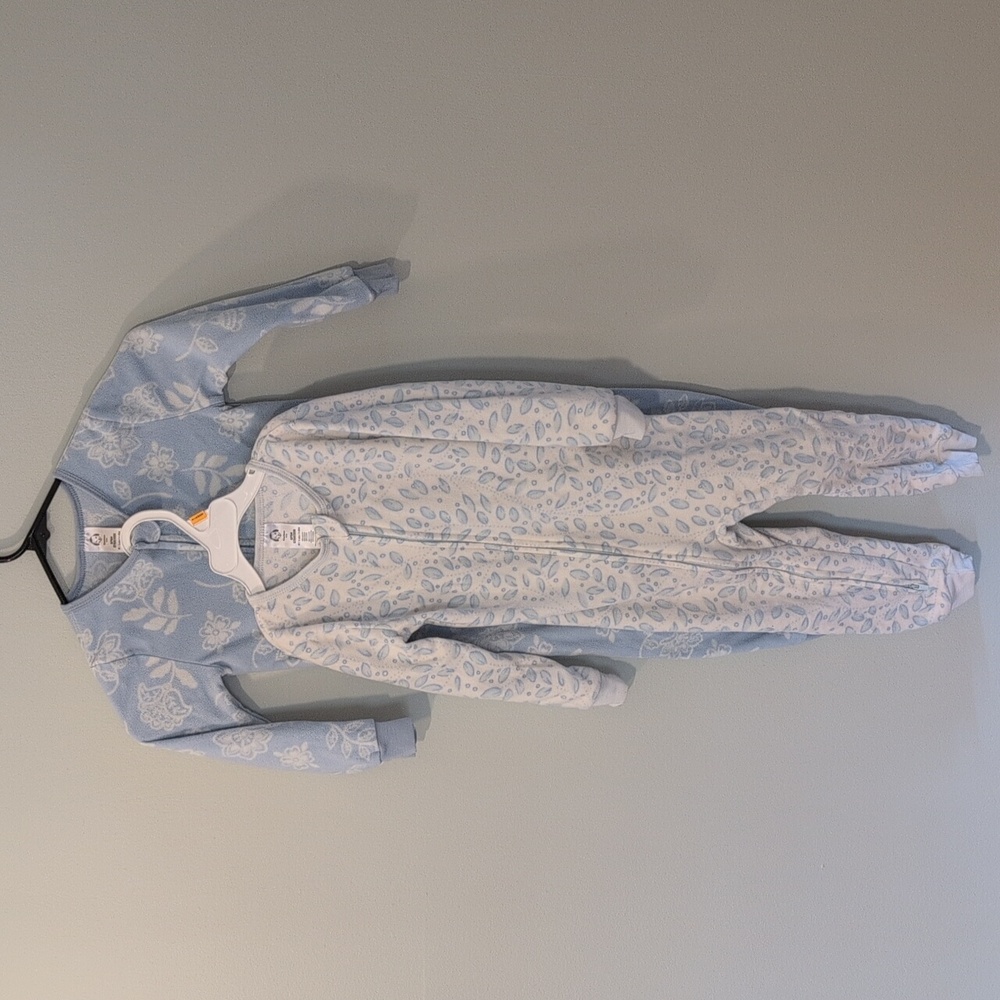 Gerber Kids White and Blue Patterned Fleece Onesie - 4T